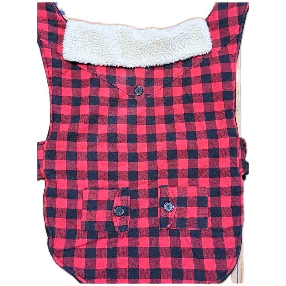 3XL, Wag-A-Tude Red & Black Plaid w/Wooly Collar Dog Jacket, NWT